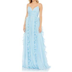 Mac Duggal Pleated Sleeveless Flowy Gown